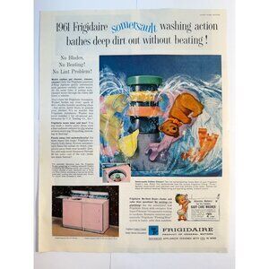 Vintage 1961 Frigidaire Washing Maschine Advertisement Print Ad